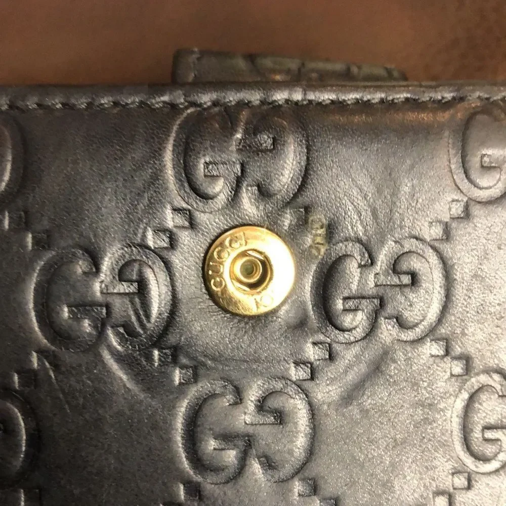 GUCCI GG Black Guccissima Bifold Wallet With Billfold & Coin Section - Picture 5 of 17